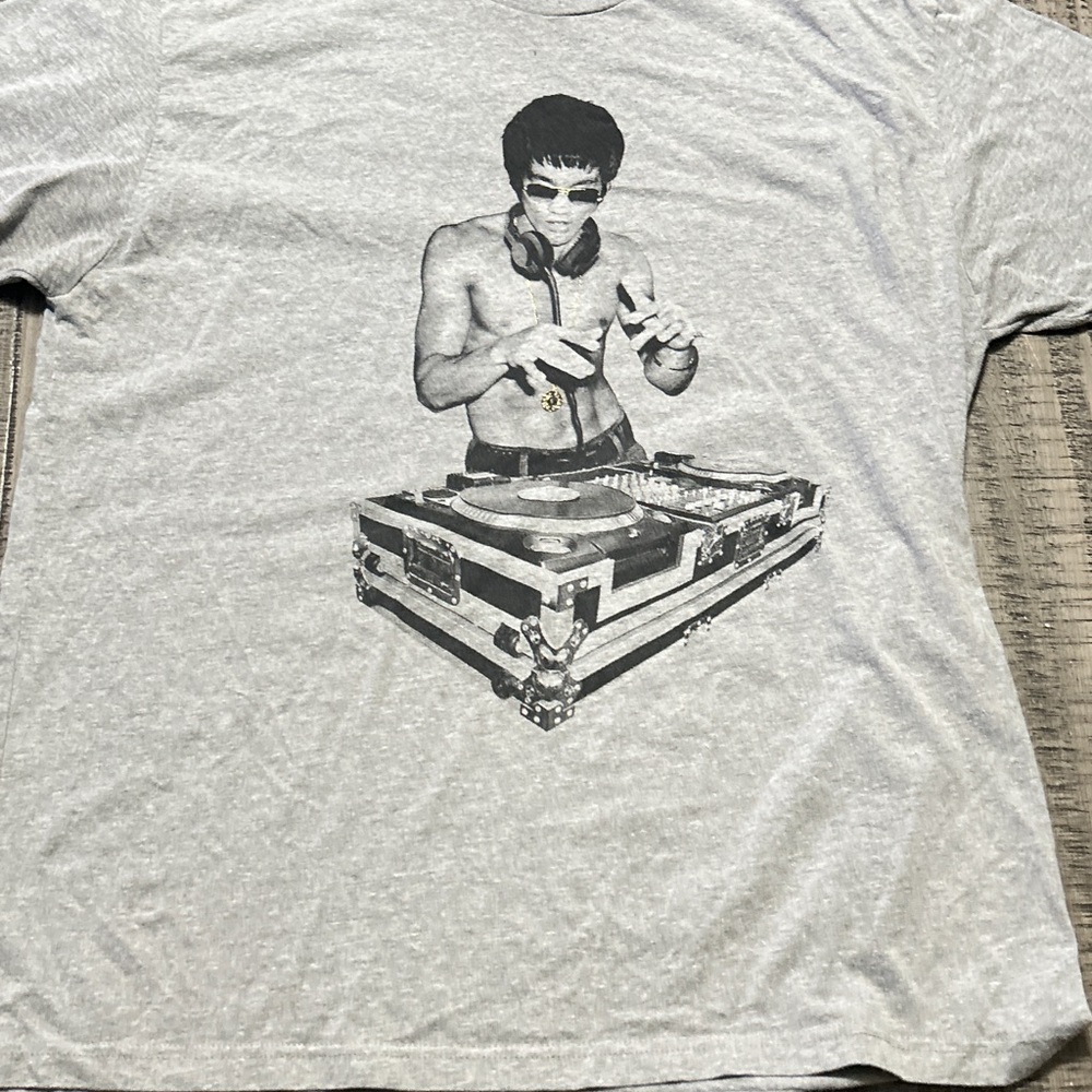 Men's Gray DJ Bruce Lee Graphic T-Shirt by Bow & Arrow